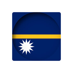 Obraz premium Nauru flag - behind the cut circle paper hole with inner shadow.