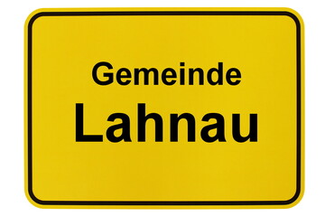 Obraz premium Illustration eines Ortsschildes der Gemeinde Lahnau in Hessen