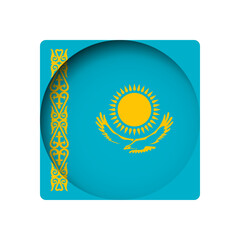 Kazakhstan flag - behind the cut circle paper hole with inner shadow.