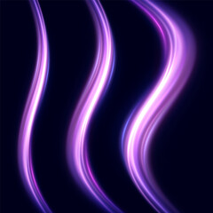 neon multicolored glowing swirl. The effect of moving at the speed of light. Easy trail. Shiny wavy path. Vector.