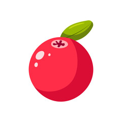 Funny cartoon cranberry. Cute berry. Vector food illustration isolated on white background