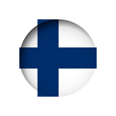 Obraz premium Finland flag - behind the cut circle paper hole with inner shadow.