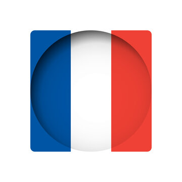 France flag - behind the cut circle paper hole with inner shadow.