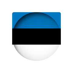 Estonia flag - behind the cut circle paper hole with inner shadow.