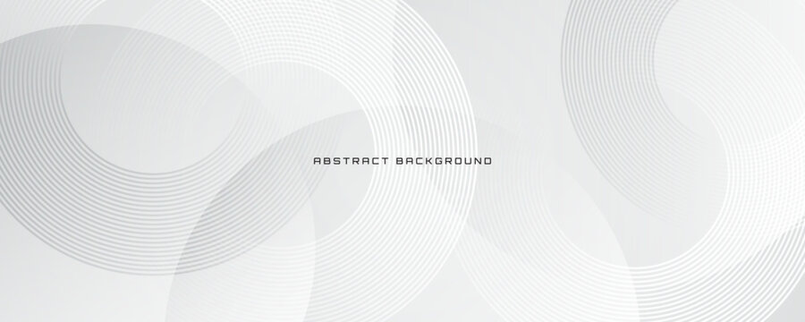 White geometric abstract background overlap layer on bright space with lines effect decoration. Modern graphic design element circles style concept for banner, flyer, card, cover, or brochure