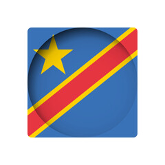 Democratic Republic of the Congo flag - behind the cut circle paper hole with inner shadow.