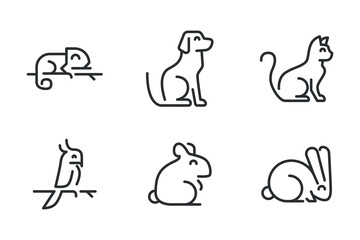 Pet friendly icon set. Vector