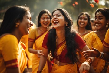 Fototapeta premium diwali young indian happy girls rejoice in the holiday