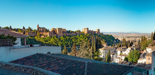 Alhambra de Granada from Albaicin at sunrise