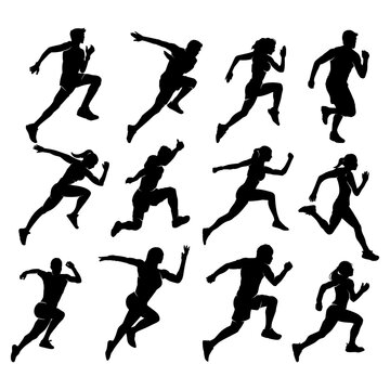 silhouettes of players running 