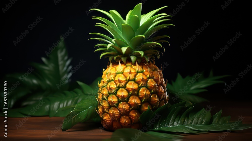 Poster pineapple on the black background