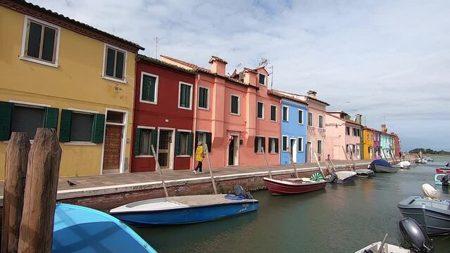 Island of Burano in the Venetian lagoon, Italy 