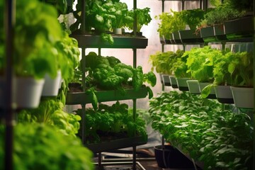 Fototapeta premium close-up of hydroponic systems in urban farm