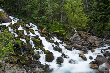 Uelhs deth Joeu Waterfall at Artiga de Lin in Aran valley (Catalan Pyrenees)