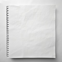 Blank Crumpled Paper notebook, Block notes, Template, Space, Memo, Message. White mockup. Rough paper. Blank rectangular block of notes with wide writing space. White sheet as background. - obrazy, fototapety, plakaty