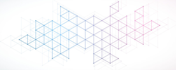 Technology banner design with hexagons abstract background.