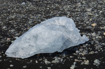 Large Chunk of Ice on Black Stone Beach
