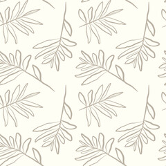 Tropical palm leaves seamless vector illustration pattern background. Design for use all over fabric print wrapping paper and others.