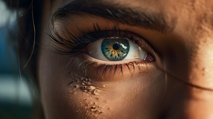 Naklejka premium Photo of a person's eye covered in dirt and debris