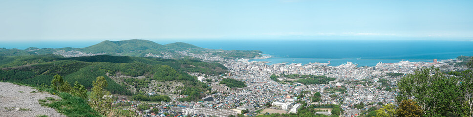 小樽天狗山から見た小樽のパノラマ風景