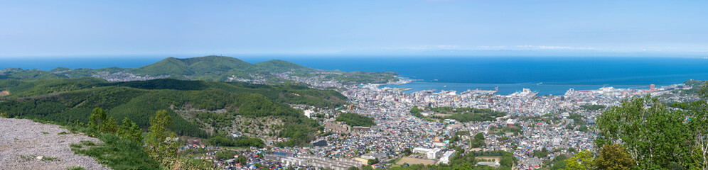 Fototapeta na wymiar 小樽天狗山から見た小樽のパノラマ風景