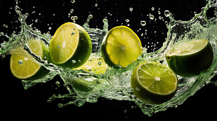 Limes in Water.Generative Ai