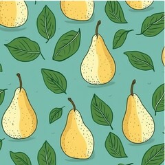 Seamless pattern with pears. Vector illustration in flat style