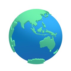 Cartoon planet Earth 3d render icon on white background