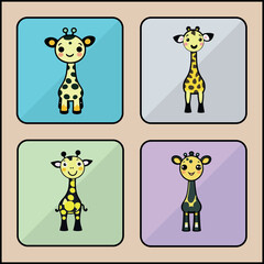 Giraffe cartoon art icon set