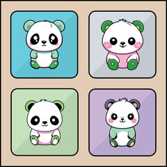 Panda cartoon art icon set
