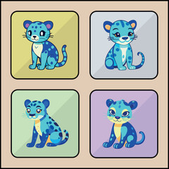 Panther cartoon art icon set