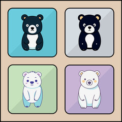 Polar bear cartoon art icon set