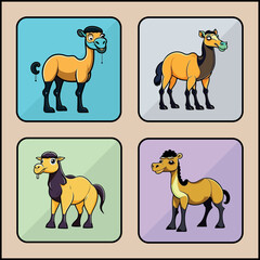 Rhinoceros cartoon art icon set