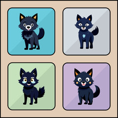 Wolf cartoon art icon set