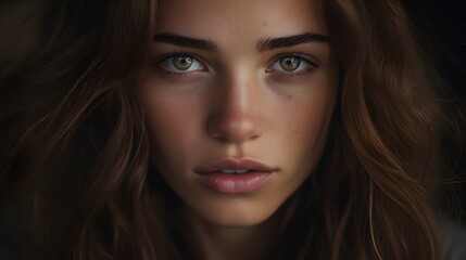 Photo of a woman with captivating blue eyes