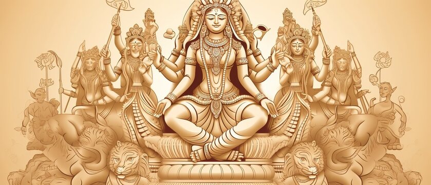 Happy Durga puja , Durga mata with colorful background.