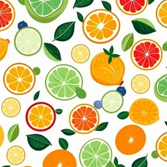 Seamless pattern with citrus fruits. Vector illustration in flat style