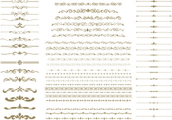 Set of text delimiters. Ornate vintage frames and scroll elements. Vector illustration