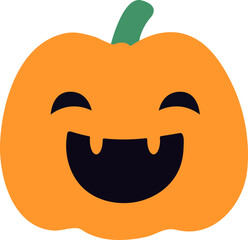 Cute, lovely cartoon pumpkin lantern with Anthropomorphic face for Halloween holiday celebration design concept.