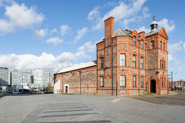 Fototapeta na wymiar Liverpool, united kingdom May, 16, 2023, The Pilotage Building on Liverpool Waterfront docks built 1883, part of the National Museum Liverpool