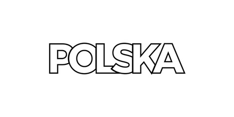 Fototapeta premium Poland emblem. The design features a geometric style, vector illustration with bold typography in a modern font. The graphic slogan lettering.