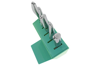 Kitchen knives isolated on transparent background. 3d rendering - illustration