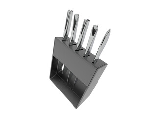 Kitchen knives isolated on transparent background. 3d rendering - illustration