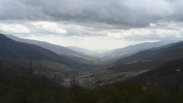Time Lapse of the viewpoint of the Port of Tornavacas. Jerte Valley. Valle del Jerte, Extremadura, Spain