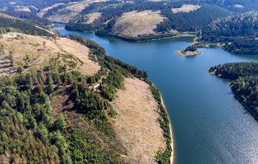 Fototapeta premium lake in the mountains of thuringian forest