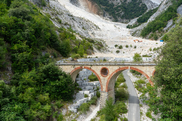 old stone bridge in the ponte di vara, carrara