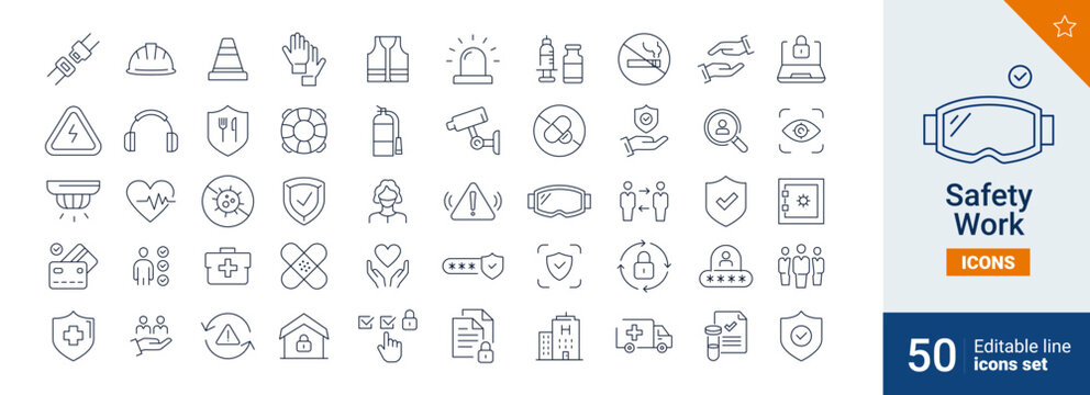 Safety icons Pixel perfect. Helmet, industry, protection, ....
