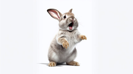 Fototapeta na wymiar Bunny on a white background for digital printing wallpaper, custom design