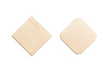 Blank rhomb wood plate mockup set, top view