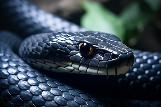 One Black mamba, Dendroaspis polylepis, the dreaded dangerous venomous snake